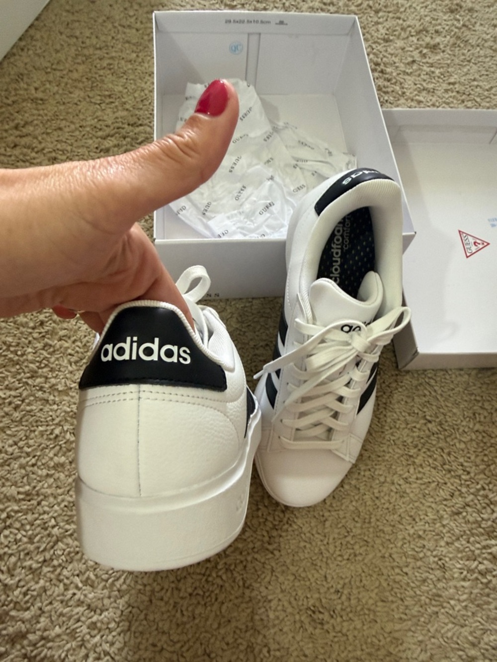 adidas White Sneakers with Black Stripes - Picture 3 of 6
